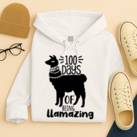100 Days Of Being Llamazing 100 Days Of School Funny Llama Hoodie