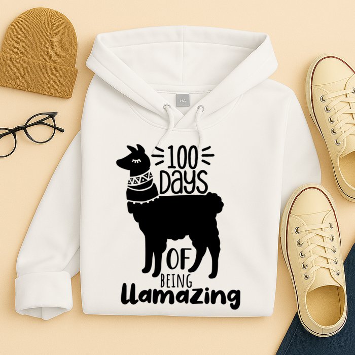 100 Days Of Being Llamazing 100 Days Of School Funny Llama Hoodie