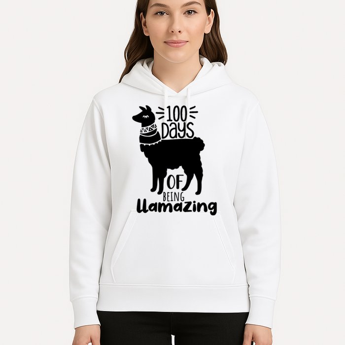 100 Days Of Being Llamazing 100 Days Of School Funny Llama Hoodie
