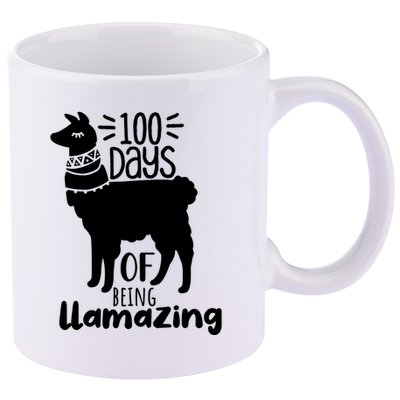 100 Days Of Being Llamazing 100 Days Of School Funny Llama 11oz C Handle Ceramic Mug