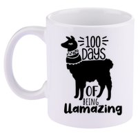 100 Days Of Being Llamazing 100 Days Of School Funny Llama 11oz C Handle Ceramic Mug