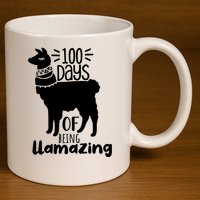 100 Days Of Being Llamazing 100 Days Of School Funny Llama 11oz C Handle Ceramic Mug