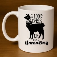 100 Days Of Being Llamazing 100 Days Of School Funny Llama 11oz C Handle Ceramic Mug
