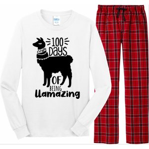 100 Days Of Being Llamazing 100 Days Of School Funny Llama Long Sleeve Pajama Set