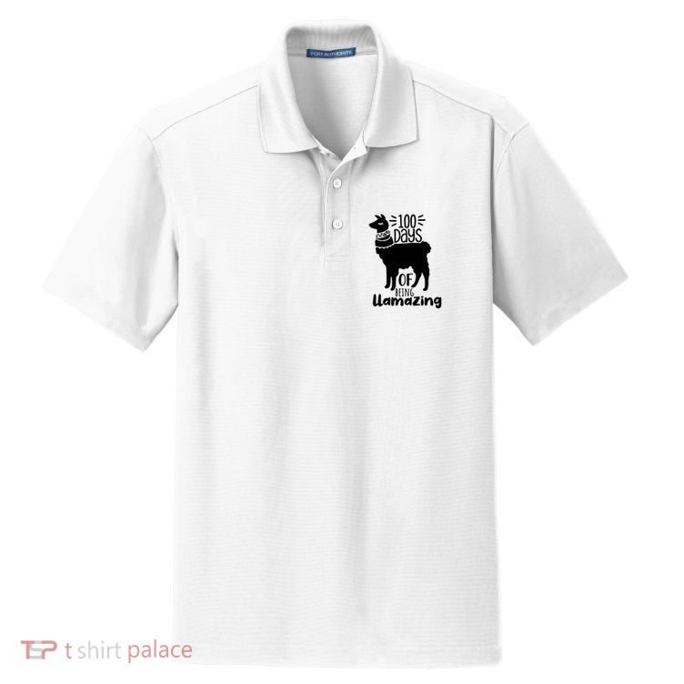 100 Days Of Being Llamazing 100 Days Of School Funny Llama Dry Zone Grid Polo