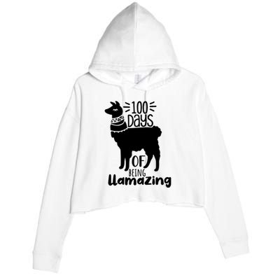 100 Days Of Being Llamazing 100 Days Of School Funny Llama Crop Fleece Hoodie