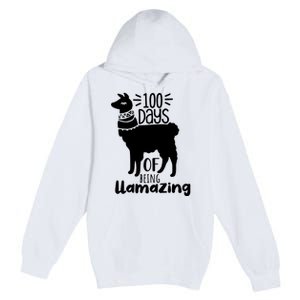 100 Days Of Being Llamazing 100 Days Of School Funny Llama Premium Pullover Hoodie