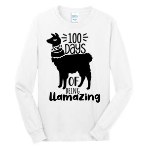 100 Days Of Being Llamazing 100 Days Of School Funny Llama Tall Long Sleeve T-Shirt