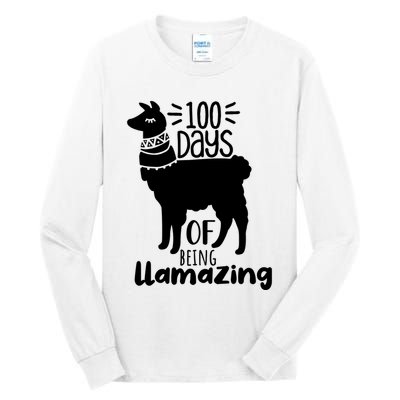 100 Days Of Being Llamazing 100 Days Of School Funny Llama Tall Long Sleeve T-Shirt