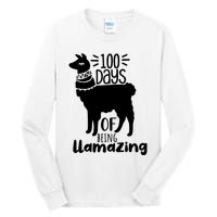100 Days Of Being Llamazing 100 Days Of School Funny Llama Tall Long Sleeve T-Shirt