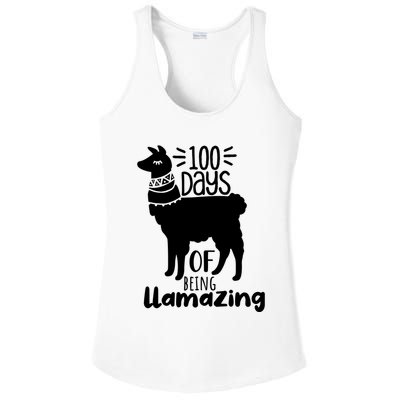 100 Days Of Being Llamazing 100 Days Of School Funny Llama Ladies PosiCharge Competitor Racerback Tank
