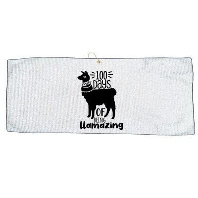 100 Days Of Being Llamazing 100 Days Of School Funny Llama Large Microfiber Waffle Golf Towel