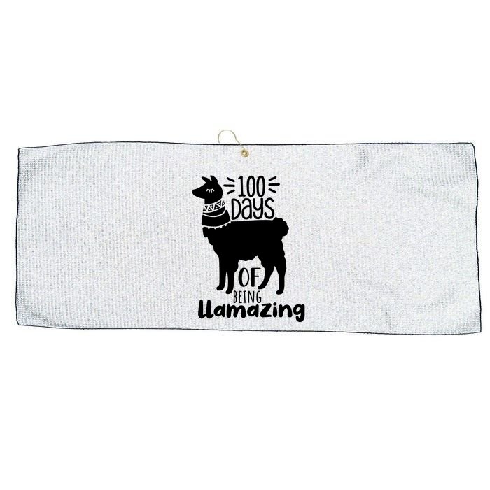 100 Days Of Being Llamazing 100 Days Of School Funny Llama Large Microfiber Waffle Golf Towel