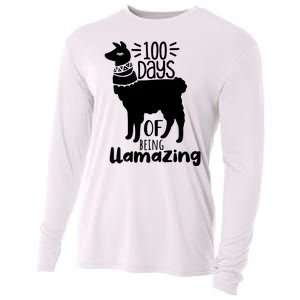 100 Days Of Being Llamazing 100 Days Of School Funny Llama Cooling Performance Long Sleeve Crew