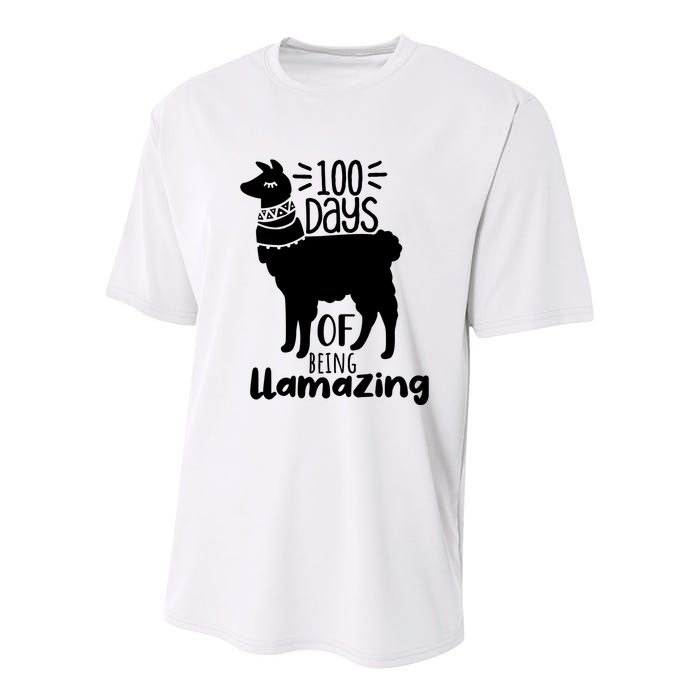 100 Days Of Being Llamazing 100 Days Of School Funny Llama Youth Performance Sprint T-Shirt