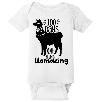 100 Days Of Being Llamazing 100 Days Of School Funny Llama Baby Bodysuit