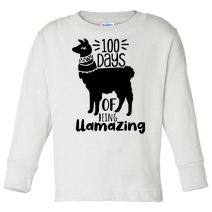 100 Days Of Being Llamazing 100 Days Of School Funny Llama Toddler Long Sleeve Shirt