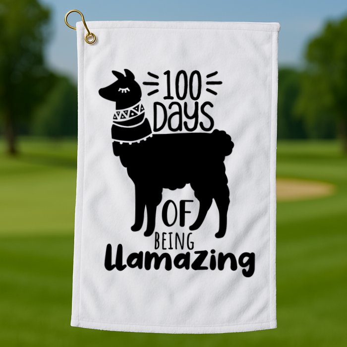 100 Days Of Being Llamazing 100 Days Of School Funny Llama Golf Towel