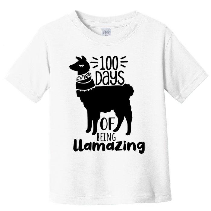 100 Days Of Being Llamazing 100 Days Of School Funny Llama Toddler T-Shirt