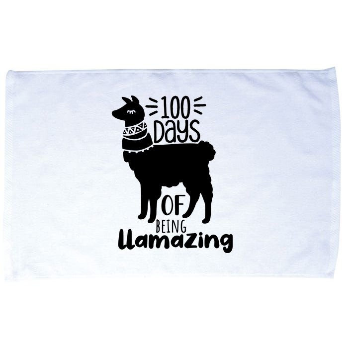 100 Days Of Being Llamazing 100 Days Of School Funny Llama Microfiber Hand Towel