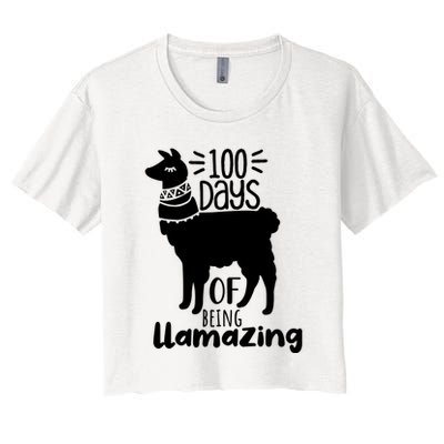 100 Days Of Being Llamazing 100 Days Of School Funny Llama Crop Top