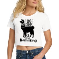 100 Days Of Being Llamazing 100 Days Of School Funny Llama Women's Crop Top Tee