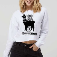 100 Days Of Being Llamazing 100 Days Of School Funny Llama Cropped Pullover Crew