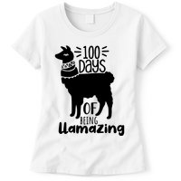 100 Days Of Being Llamazing 100 Days Of School Funny Llama Womens T-Shirt