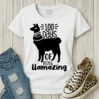 100 Days Of Being Llamazing 100 Days Of School Funny Llama Womens T-Shirt
