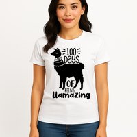 100 Days Of Being Llamazing 100 Days Of School Funny Llama Womens T-Shirt
