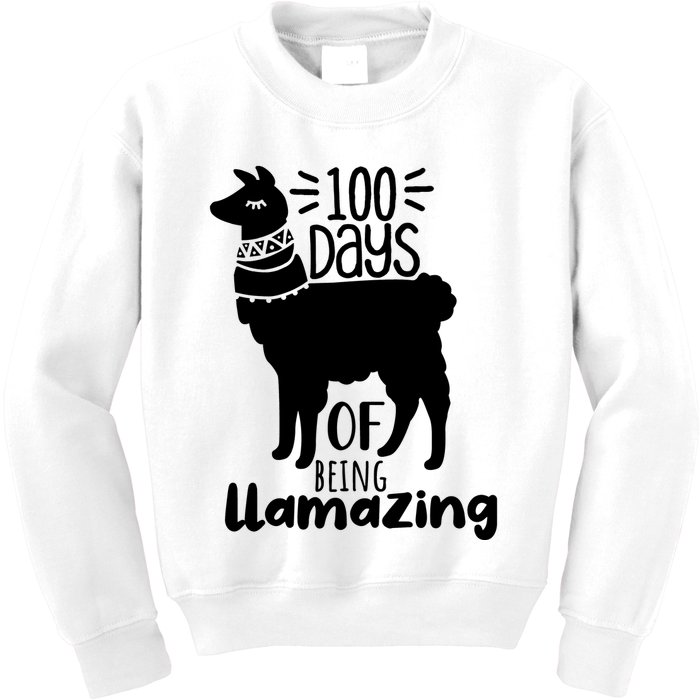 100 Days Of Being Llamazing 100 Days Of School Funny Llama Kids Sweatshirt