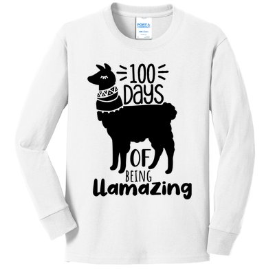 100 Days Of Being Llamazing 100 Days Of School Funny Llama Kids Long Sleeve Shirt