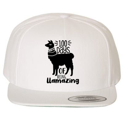 100 Days Of Being Llamazing 100 Days Of School Funny Llama Wool Snapback Cap