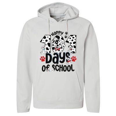 100 Days Of School Dalmatian Dog 100th Day Of School Performance Fleece Hoodie