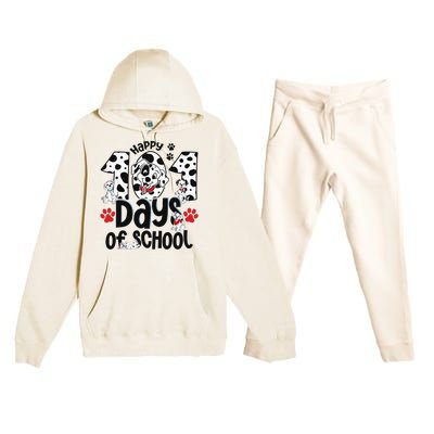 100 Days Of School Dalmatian Dog 100th Day Of School Premium Hooded Sweatsuit Set