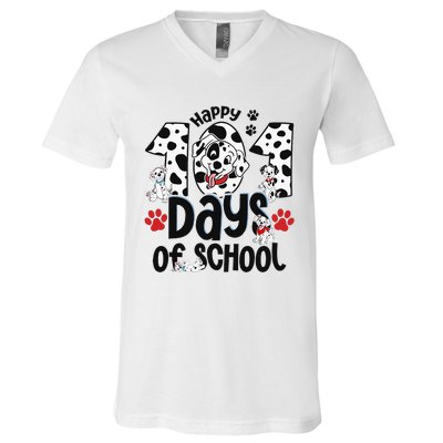 100 Days Of School Dalmatian Dog 100th Day Of School V-Neck T-Shirt