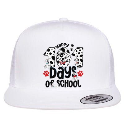 100 Days Of School Dalmatian Dog 100th Day Of School Flat Bill Trucker Hat