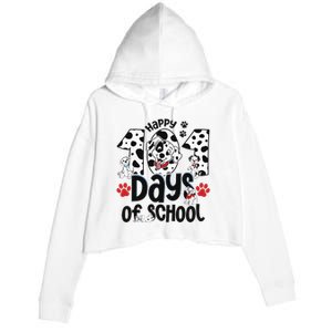 100 Days Of School Dalmatian Dog 100th Day Of School Crop Fleece Hoodie