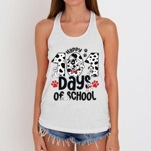 100 Days Of School Dalmatian Dog 100th Day Of School Women's Knotted Racerback Tank