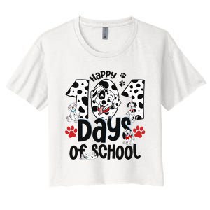 100 Days Of School Dalmatian Dog 100th Day Of School Women's Crop Top Tee