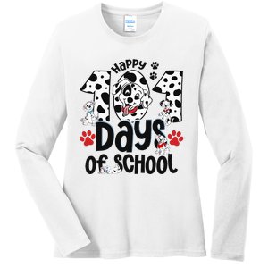 100 Days Of School Dalmatian Dog 100th Day Of School Ladies Long Sleeve Shirt