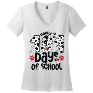 100 Days Of School Dalmatian Dog 100th Day Of School Women's V-Neck T-Shirt