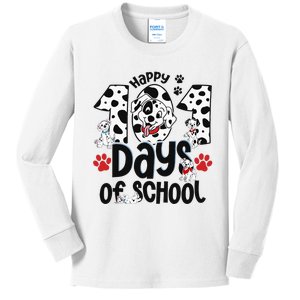 100 Days Of School Dalmatian Dog 100th Day Of School Kids Long Sleeve Shirt