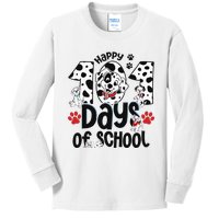 100 Days Of School Dalmatian Dog 100th Day Of School Kids Long Sleeve Shirt