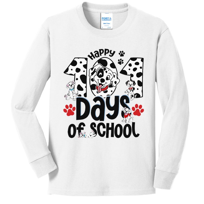 100 Days Of School Dalmatian Dog 100th Day Of School Kids Long Sleeve Shirt