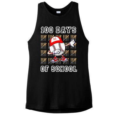 100 Days Of School 100th Day Baseball Teacher Ladies PosiCharge Tri-Blend Wicking Tank