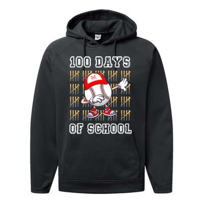 100 Days Of School 100th Day Baseball Teacher Performance Fleece Hoodie