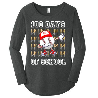 100 Days Of School 100th Day Baseball Teacher Women's Perfect Tri Tunic Long Sleeve Shirt