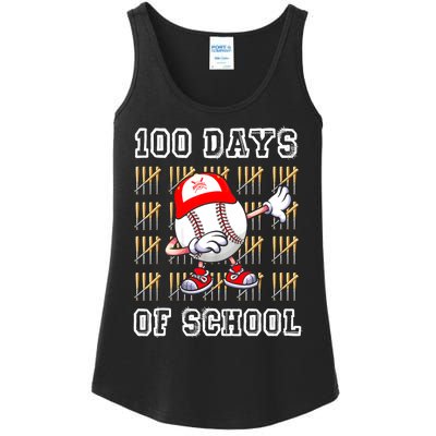 100 Days Of School 100th Day Baseball Teacher Ladies Essential Tank