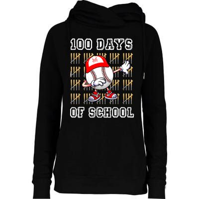 100 Days Of School 100th Day Baseball Teacher Womens Funnel Neck Pullover Hood